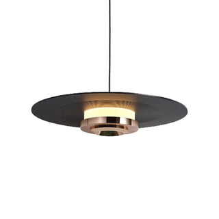 Minimalist Black Flat Disc Metal Bedroom Pendant Light Zawala Image - 5