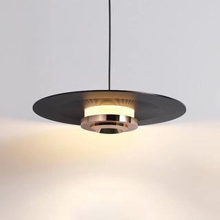 Minimalist Black Flat Disc Metal Bedroom Pendant Light Zawala Image - 6