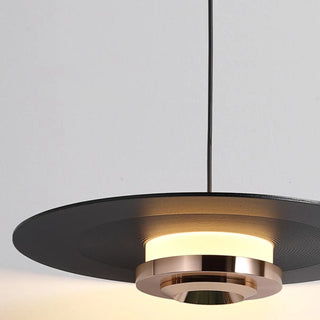Minimalist Black Flat Disc Metal Bedroom Pendant Light Zawala Image - 7