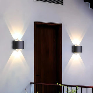 Simple Black Geometric  Exterior LED Up Down Wall Lamp Zawala Image - 1