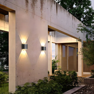 Simple Black Geometric  Exterior LED Up Down Wall Lamp Zawala Image - 2