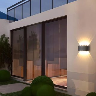 Simple Black Geometric  Exterior LED Up Down Wall Lamp Zawala Image - 3