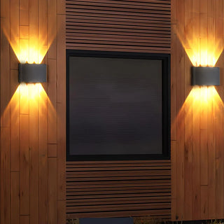 Simple Black Geometric  Exterior LED Up Down Wall Lamp Zawala Image - 4