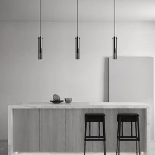 ZOWALA - Minimalist Bedroom Sleek Cylindrical Black Pendant Light Image - 1