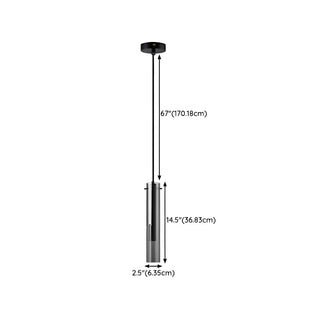 ZOWALA - Minimalist Bedroom Sleek Cylindrical Black Pendant Light #size