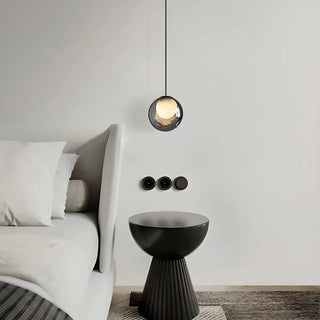 ZOWALA - Minimalist Globe Glass Bedroom Black Pendant Light Image - 1