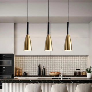 ZOWALA - Modern Minimalist Dining Room Brass Cone Pendant Light Image - 1
