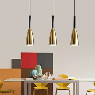 ZOWALA - Modern Minimalist Dining Room Brass Cone Pendant Light Image - 5