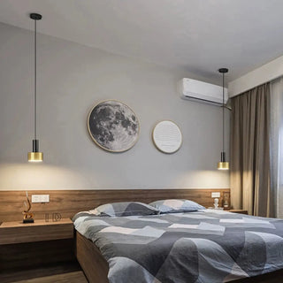 ZOWALA - Modern Minimalist Black Gold Bedroom Cylinder Pendant Light Image - 1