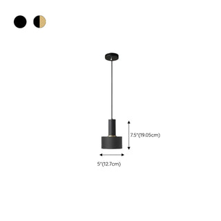 ZOWALA - Modern Minimalist Black Gold Bedroom Cylinder Pendant Light #size