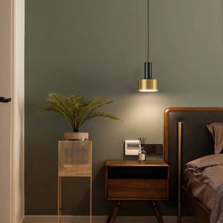 ZOWALA - Modern Minimalist Black Gold Bedroom Cylinder Pendant Light Image - 2