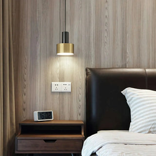 ZOWALA - Modern Minimalist Black Gold Bedroom Cylinder Pendant Light Image - 3