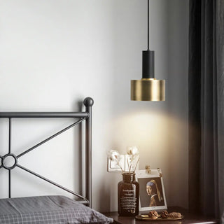 ZOWALA - Modern Minimalist Black Gold Bedroom Cylinder Pendant Light Image - 4
