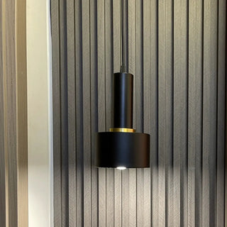 ZOWALA - Modern Minimalist Black Gold Bedroom Cylinder Pendant Light Image - 5