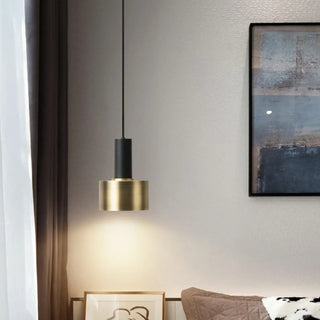 ZOWALA - Modern Minimalist Black Gold Bedroom Cylinder Pendant Light Image - 6