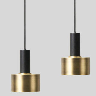 ZOWALA - Modern Minimalist Black Gold Bedroom Cylinder Pendant Light Image - 9