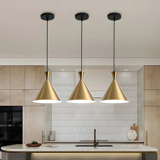 Modern Minimalist Gold Cone Bedroom Pendant Light Zawala Image - 1