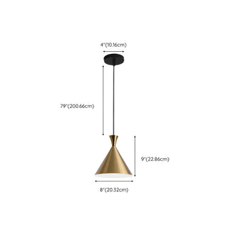 Modern Minimalist Gold Cone Bedroom Pendant Light Zawala #size