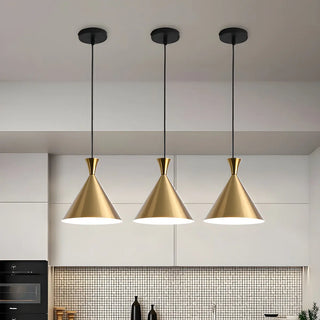 Modern Minimalist Gold Cone Bedroom Pendant Light Zawala Image - 2