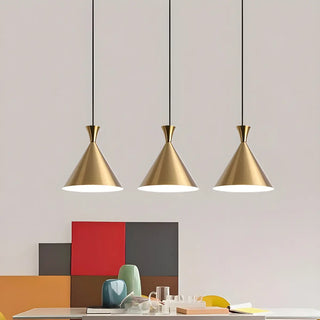 Modern Minimalist Gold Cone Bedroom Pendant Light Zawala Image - 3