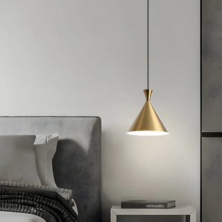 Modern Minimalist Gold Cone Bedroom Pendant Light Zawala Image - 4