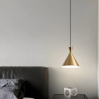 Modern Minimalist Gold Cone Bedroom Pendant Light Zawala Image - 5