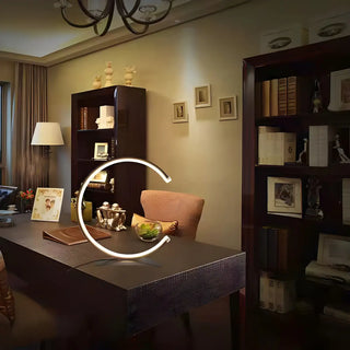 Stylish C Shape Circular LED Bedside Metal Table Lamp Zawala Image - 1