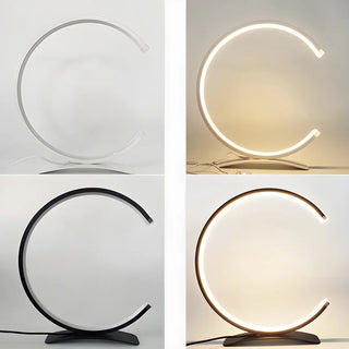 Stylish C Shape Circular LED Bedside Metal Table Lamp Zawala Image - 11