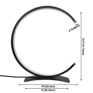 Stylish C Shape Circular LED Bedside Metal Table Lamp Zawala #size