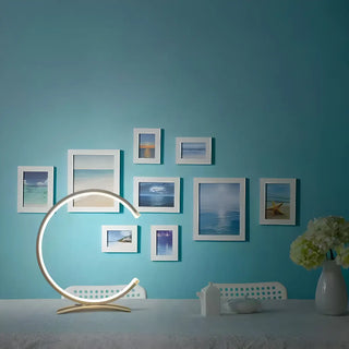Stylish C Shape Circular LED Bedside Metal Table Lamp Zawala Image - 2