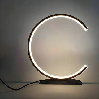 Stylish C Shape Circular LED Bedside Metal Table Lamp Zawala Image - 6