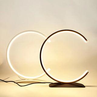 Stylish C Shape Circular LED Bedside Metal Table Lamp Zawala Image - 8
