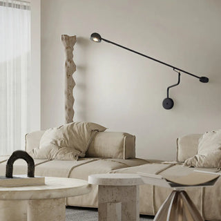 Minimalist Swing Arm Linear Living Room Black Wall Light Image - 1