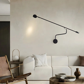 Minimalist Swing Arm Linear Living Room Black Wall Light Image - 2