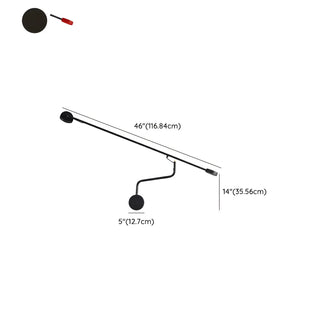 Minimalist Swing Arm Linear Living Room Black Wall Light #size