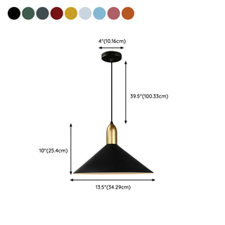 ZOWALA - Minimalist Cone Metal Dining Room Black Pendant Light #size