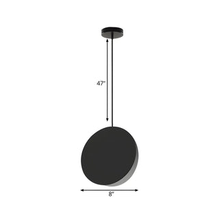 ZOWALA - Minimalist Modern Sleek Black Metal Disc Pendant Light #size