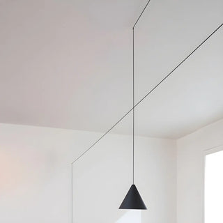 ZOWALA - Minimalist Cone Long Wire Metal Black Indoor Pendant Light Image - 1