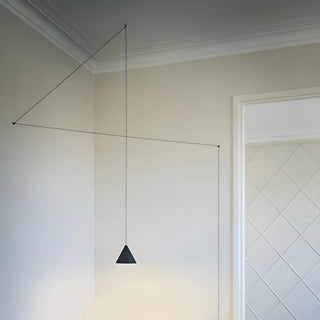 ZOWALA - Minimalist Cone Long Wire Metal Black Indoor Pendant Light Image - 2