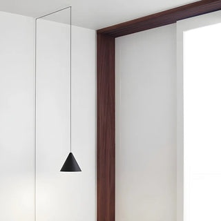ZOWALA - Minimalist Cone Long Wire Metal Black Indoor Pendant Light Image - 3