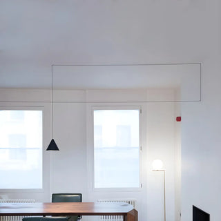 ZOWALA - Minimalist Cone Long Wire Metal Black Indoor Pendant Light Image - 4