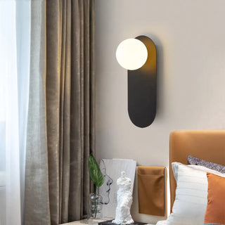 Bedroom Black Oval Frosted Glass Globe Wall Sconce Zawala Image - 1