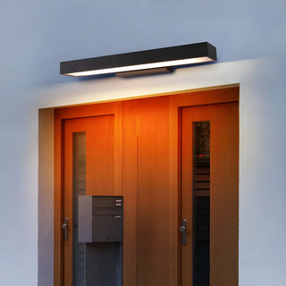 Outdoor Minimalist Black Rectangular LED Wall Sconce Image - 2