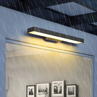 Outdoor Minimalist Black Rectangular LED Wall Sconce Image - 4