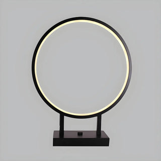 Black Minimalist Ring Aluminum LED Bedroom Table Lamp Zawala Image - 3