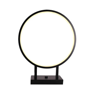 Black Minimalist Ring Aluminum LED Bedroom Table Lamp Zawala Image - 4