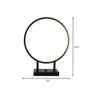 Black Minimalist Ring Aluminum LED Bedroom Table Lamp Zawala #size