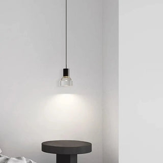 ZOWALA - Minimalist Round Acrylic Shape Black Bedroom Pendant Light Image - 1