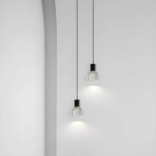ZOWALA - Minimalist Round Acrylic Shape Black Bedroom Pendant Light Image - 2