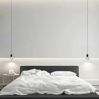ZOWALA - Minimalist Round Acrylic Shape Black Bedroom Pendant Light Image - 7